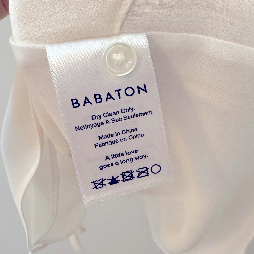 Aritzia Babaton 100% Silk Long Sleeve Bennett Mini Dress in White/Cream Small - Picture 14 of 15